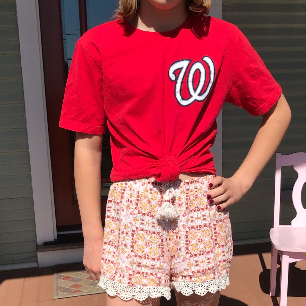 Girls Red Nationals Baseball T-Shirt